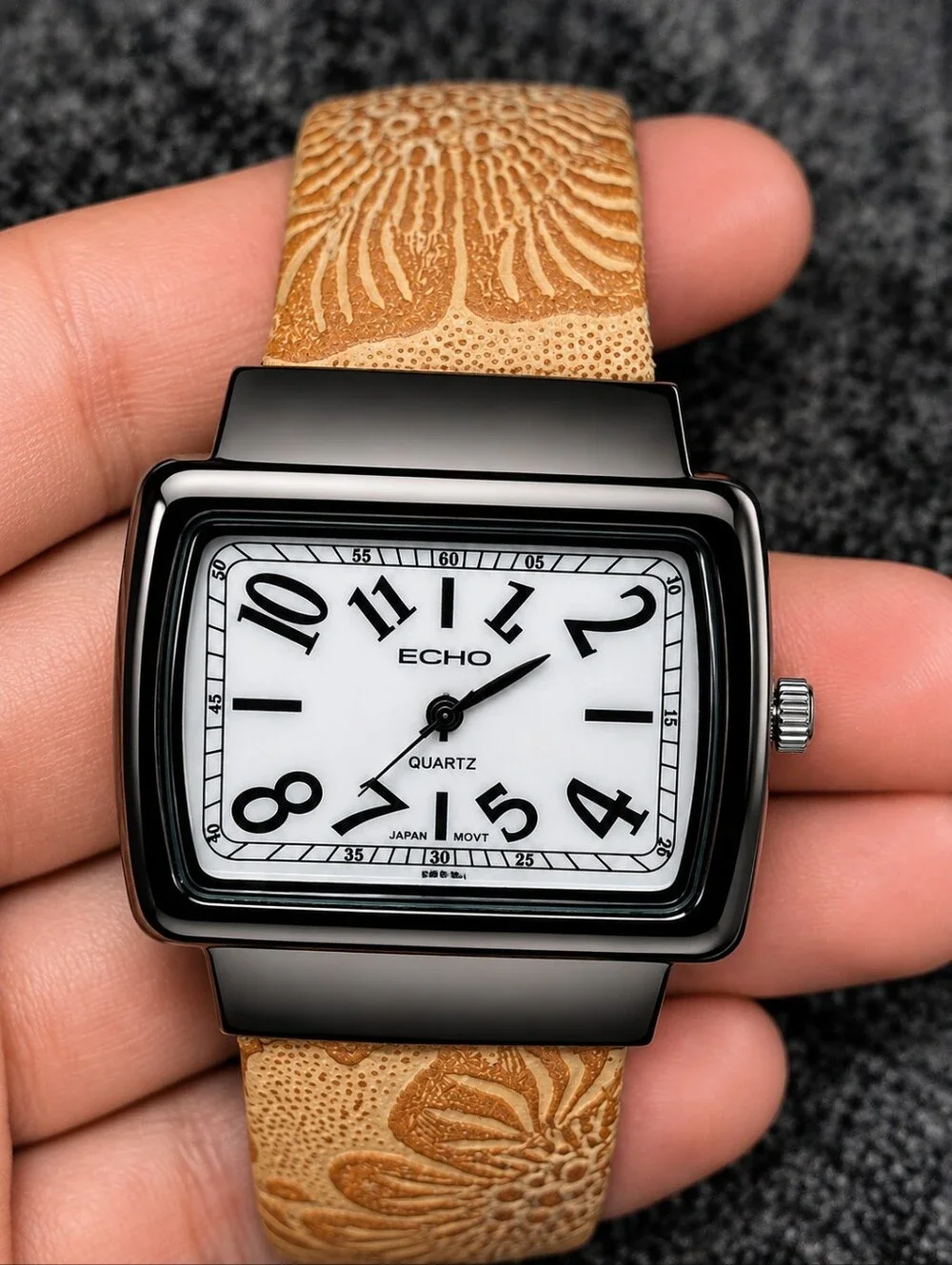 ECHO Vintage Rectangular Quartz Watch Floral Cuff Band Y2K Boho Retro CC